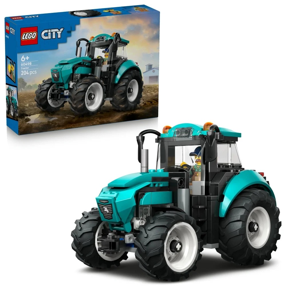 Klocki Lego City 60498 Traktor, zabawki Nino Bochnia, pomysł na prezent dla 6 latka, lego Traktor lego maszyna rolnicza, turkusowy traktor z lego
