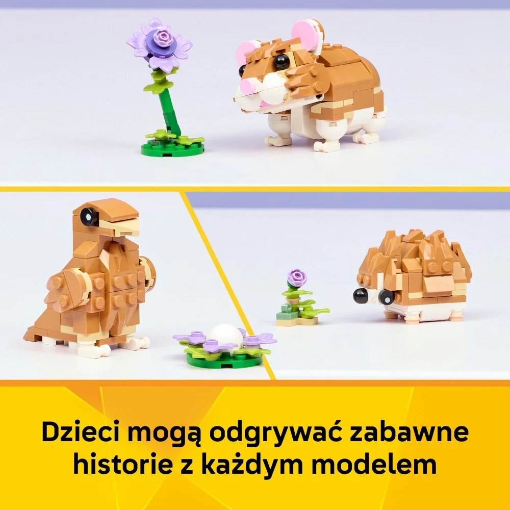 Klocki Lego Creator 31376 Uroczy Chomik z kwiatkiem, zabawki Nino Bochnia, pomysł na prezent dla 7 latki, lego creator 3w1, lego chomik