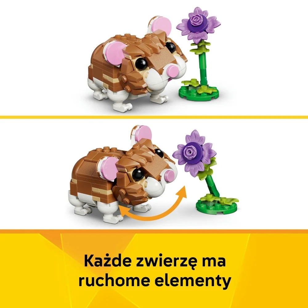 Klocki Lego Creator 31376 Uroczy Chomik z kwiatkiem, zabawki Nino Bochnia, pomysł na prezent dla 7 latki, lego creator 3w1, lego chomik
