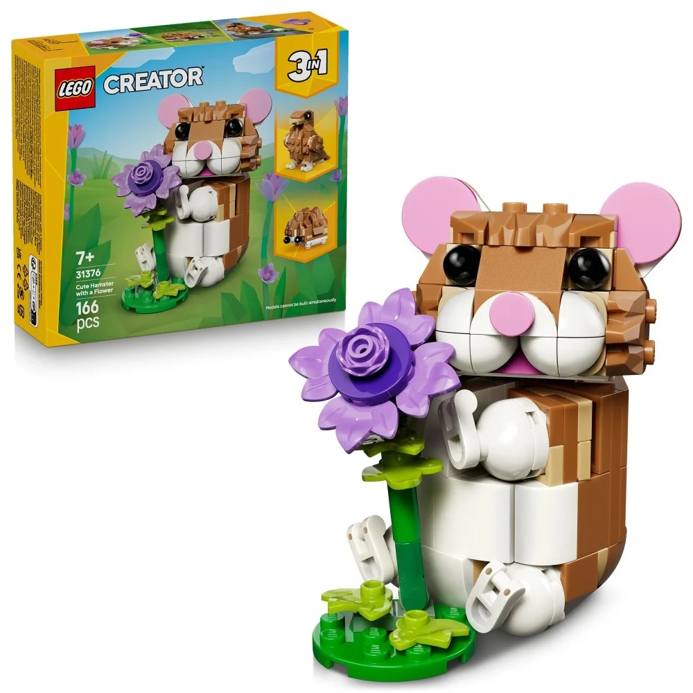 Klocki Lego Creator 31376 Uroczy Chomik z kwiatkiem, zabawki Nino Bochnia, pomysł na prezent dla 7 latki, lego creator 3w1, lego chomik