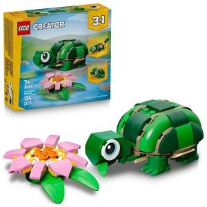 Klocki Lego Creator 31377 Żółw i kwiat lilii wodnej, zabawki Nino Bochnia, pomysł na prezent dla 7 latki, lego creator 3w1, lego creator zwierzęta żółw
