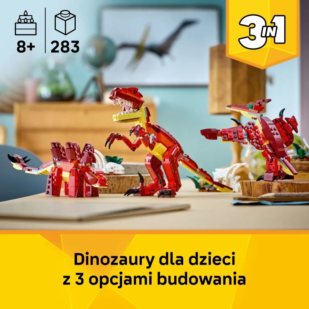 Klocki Lego Creator 31379 Groźny dinozaur, zabawki Nino Bochnia, pomysł na prezent dla 8 latka, lego z dinozaurami, lego 3w1 dinozaur