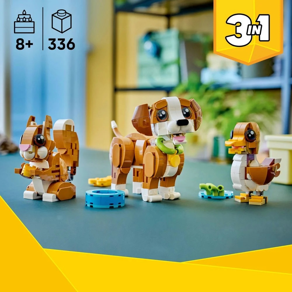 Klocki Lego Creator 31382 Urocze zwierzątka Psotny szczeniaczek, zabawki Nino Bochnia, pomysł na prezent dla 8 latki, lego creator 3w1, klocki lego 31382 piesek