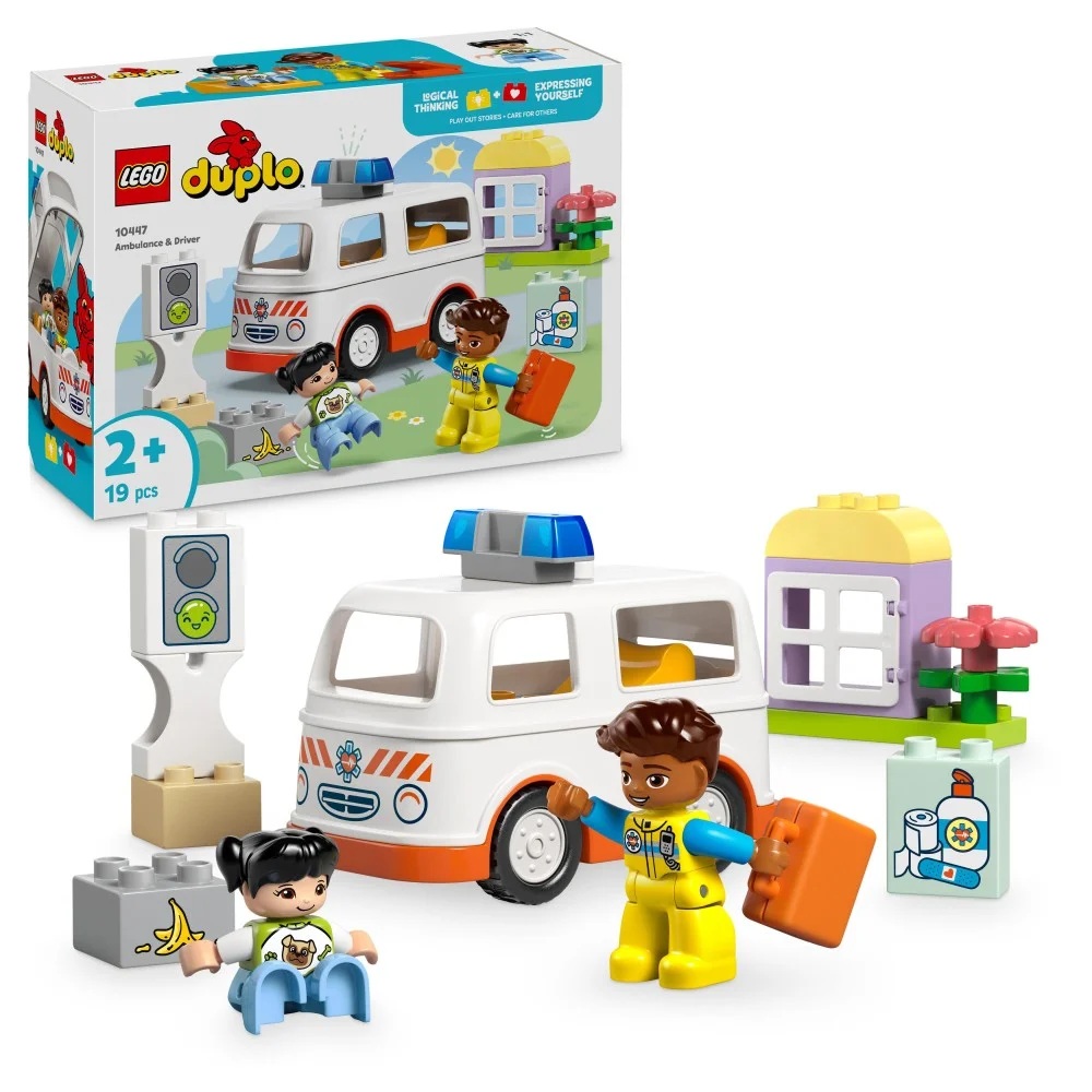 Klocki Lego Duplo 10447 Karetka z kierowcą, zabawki Nino Bochnia, pomysł na prezent dla 2 latka, pierwsze klocki lego duplo, lego dla maluszka