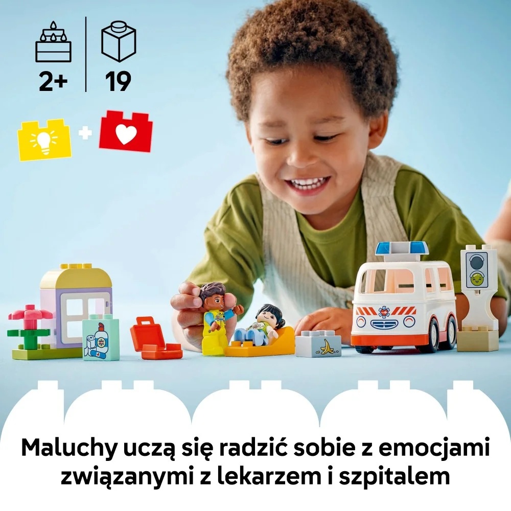Klocki Lego Duplo 10447 Karetka z kierowcą, zabawki Nino Bochnia, pomysł na prezent dla 2 latka, pierwsze klocki lego duplo, lego dla maluszka
