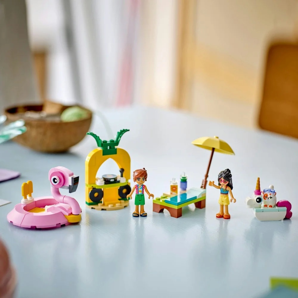 Klocki Lego Friends 42658 Impreza na basenie z jednorożcem i flamingiem, zabawki Nino Bochnia, pomysł na prezent dla 5 latki, lego 42658