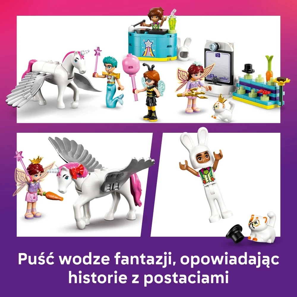 Klocki Lego Friends 42661 Bal przebierańców z jednorożcem i wróżką, zabawki Nino Bochnia, pomysł na prezent dla 6 latki, lego Friends 42661