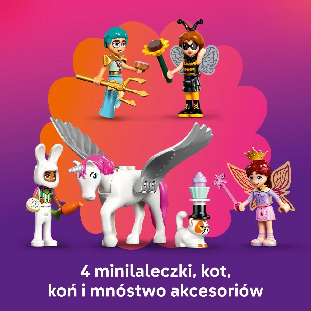 Klocki Lego Friends 42661 Bal przebierańców z jednorożcem i wróżką, zabawki Nino Bochnia, pomysł na prezent dla 6 latki, lego Friends 42661