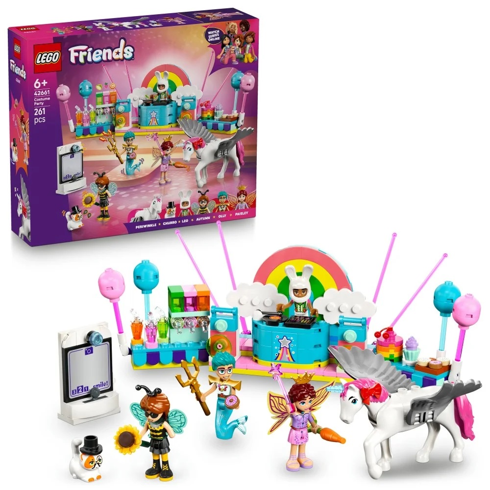Klocki Lego Friends 42661 Bal przebierańców z jednorożcem i wróżką, zabawki Nino Bochnia, pomysł na prezent dla 6 latki, lego Friends 42661