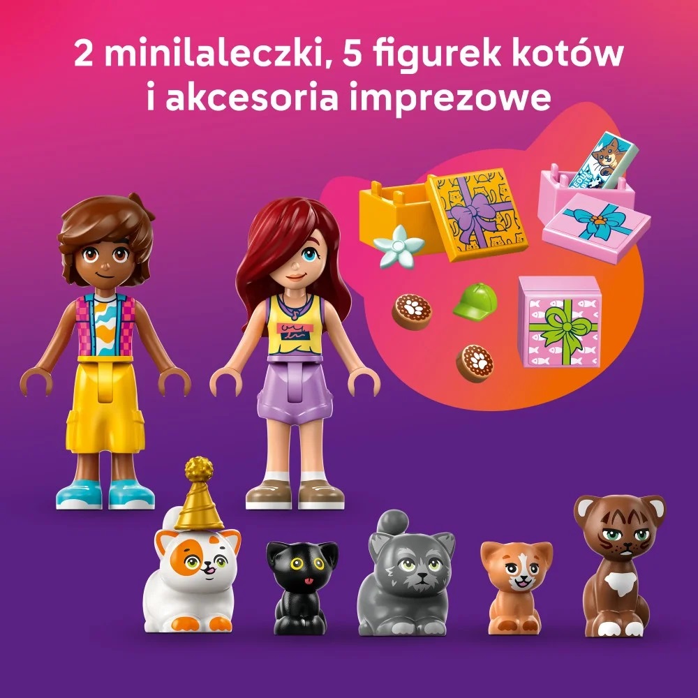 Klocki Lego Friends 42666 Kocie przyjęcie urodzinowe i domek na drzewie, zabawki Nino Bochnia, pomysł na prezent dla 6 latki, lego Friends 42666