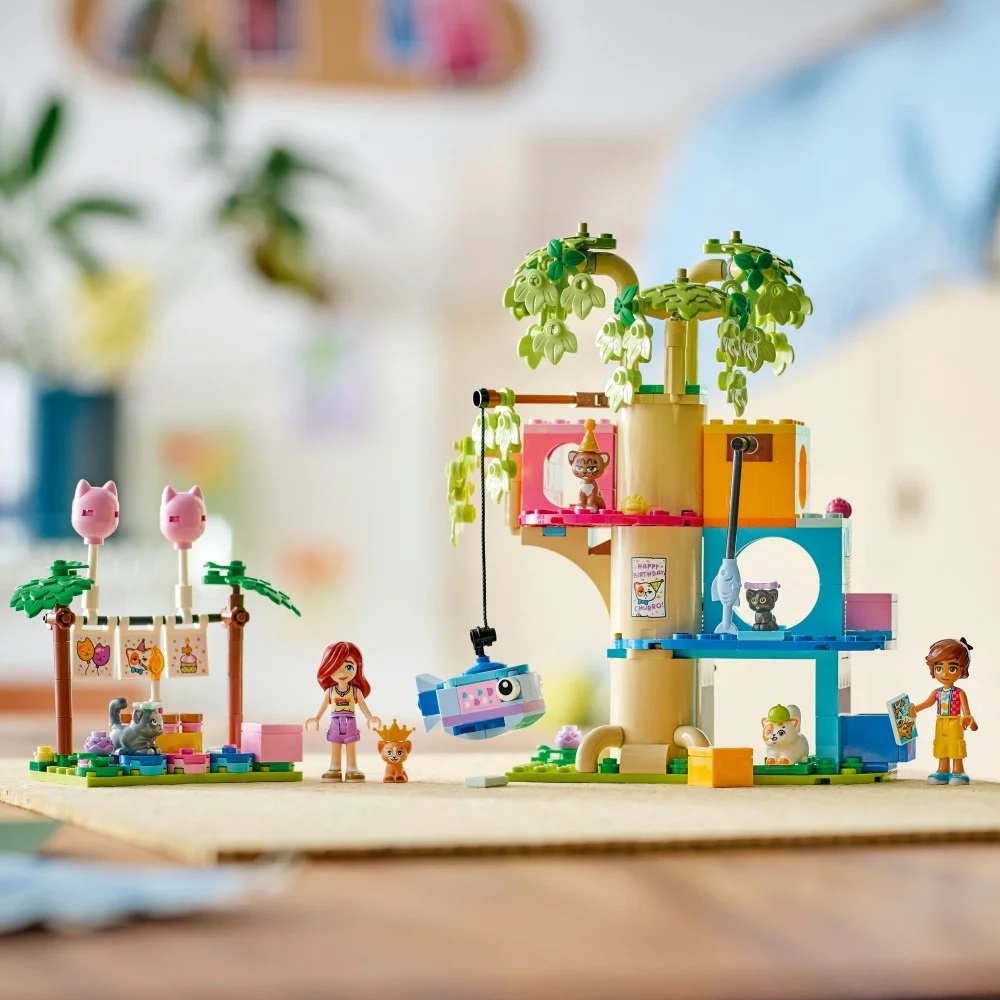 Klocki Lego Friends 42666 Kocie przyjęcie urodzinowe i domek na drzewie, zabawki Nino Bochnia, pomysł na prezent dla 6 latki, lego Friends 42666