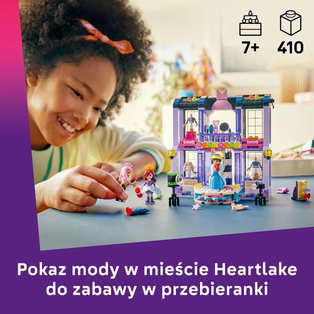 Klocki Lego Friends 42685 Pokaz mody w mieście Heartlake, zabawki Nino Bochnia, pomysł na prezent dla 7 latki, lego Friends, lego 42685