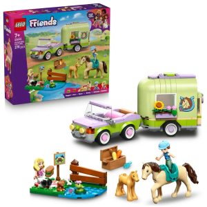 Klocki Lego Friends 42695 Przyczepa z koniem i źrebaczkiem, zabawki Nino Bochnia, pomysł na prezent dla 7 latki, lego Friends 42695, lego 42695