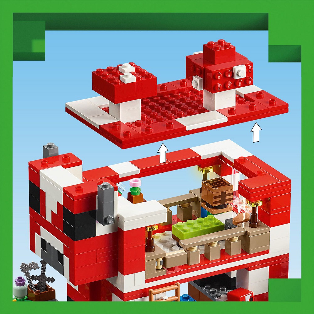 Klocki Lego Minecraft 21270 Dom grzybowej krowy, zabawki Nino Bochnia, pomysł na prezent dla 8 latka, lego minecraft