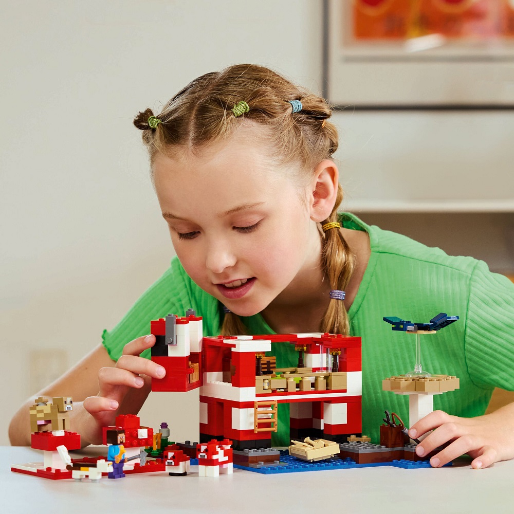Klocki Lego Minecraft 21270 Dom grzybowej krowy, zabawki Nino Bochnia, pomysł na prezent dla 8 latka, lego minecraft