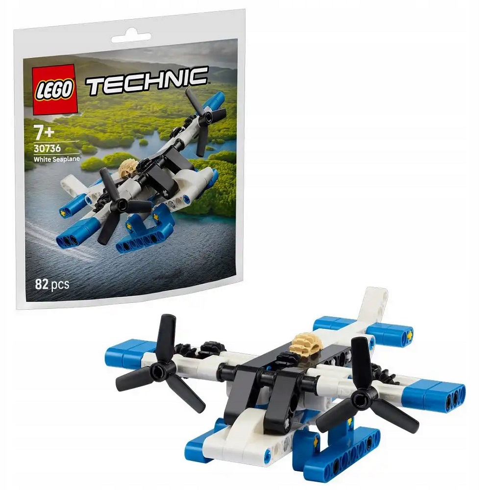 Klocki Lego Technic 30736 Biały wodnosamolot, zabawki Nino Bochnia, pomysł na prezent dla 6 latka, drobny upominek z klocków lego, lego w woreczku