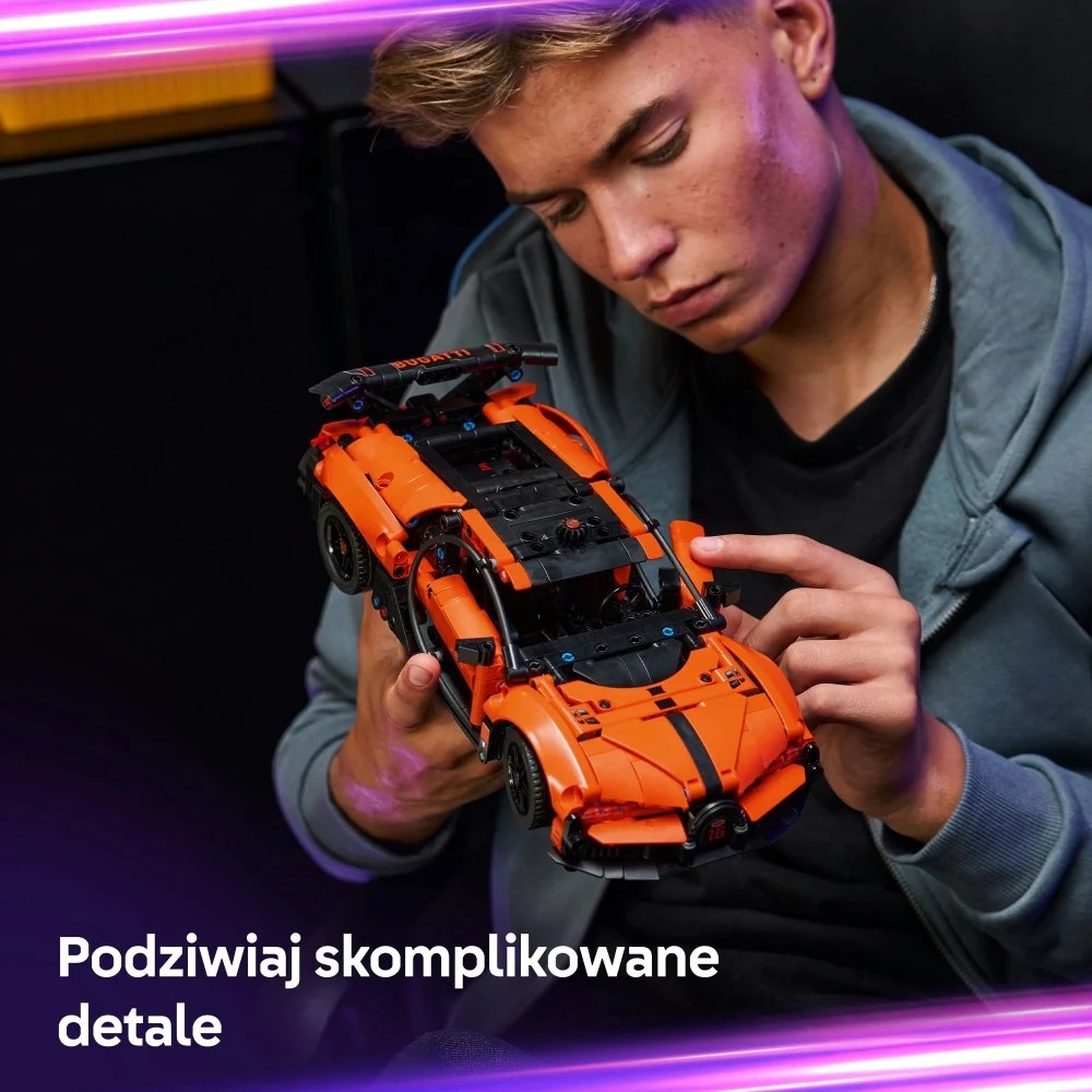 Klocki Lego Technic 42222 Hipersamochód Bugatti Chiron Pur Sport, zabawki Nino Bochnia, pomysł na prezent dla 9 latka, lego samochód, lego bugatti 42222