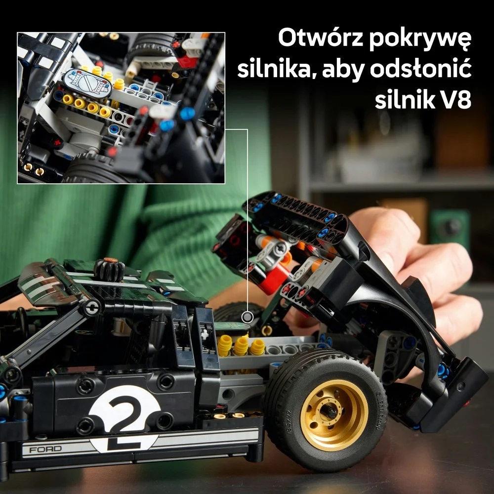 Klocki Lego Technic 42223 Samochód wyścigowy 1966 Ford GT40 MK II, zabawki Nino Bochnia, pomysł na prezent dla 18 latka, lego samochód dla dorosłego, klocki lego dla starszych