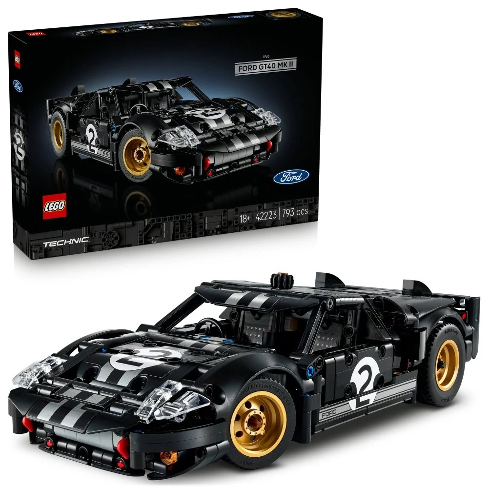 Klocki Lego Technic 42223 Samochód wyścigowy 1966 Ford GT40 MK II, zabawki Nino Bochnia, pomysł na prezent dla 18 latka, lego samochód dla dorosłego, klocki lego dla starszych