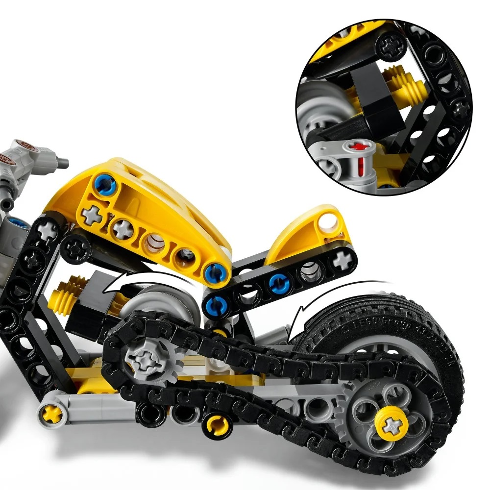Klocki Lego Technic 42225 Żółty motocykl, zabawki Nino Bochnia, pomysł na prezent dla 7 latka, lego motor