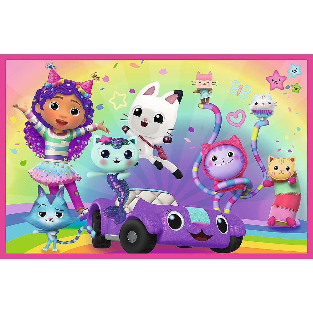 Trefl Puzzle 2x24 el Koci Domek Gabi Zabawy z Gabby 34433, zabawki Nino Bochnia, pomysł na prezent dla 3 latki, puzzle Koci Domek Gabi