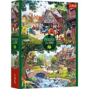Trefl Puzzle 2x500 el Sielankowe życie 37494, zabawki Nino Bochnia, pomysł na prezent dla 9 latki, puzzle 500 el widokowe