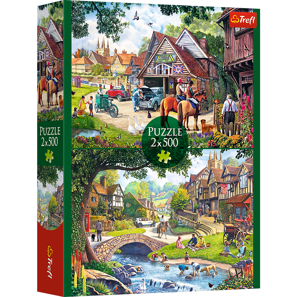 Trefl Puzzle 2x500 el Sielankowe życie 37494, zabawki Nino Bochnia, pomysł na prezent dla 9 latki, puzzle 500 el widokowe