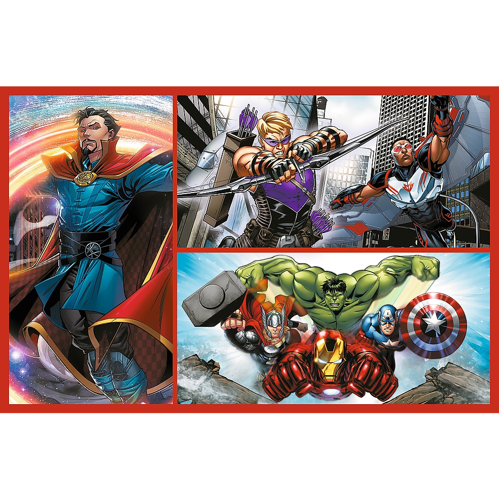Trefl Puzzle 2x70 el Avengers Zostań bohaterem 34439, zabawki Nino Bochnia, pomysł na prezent dla 5 latka, puzzle Avengers
