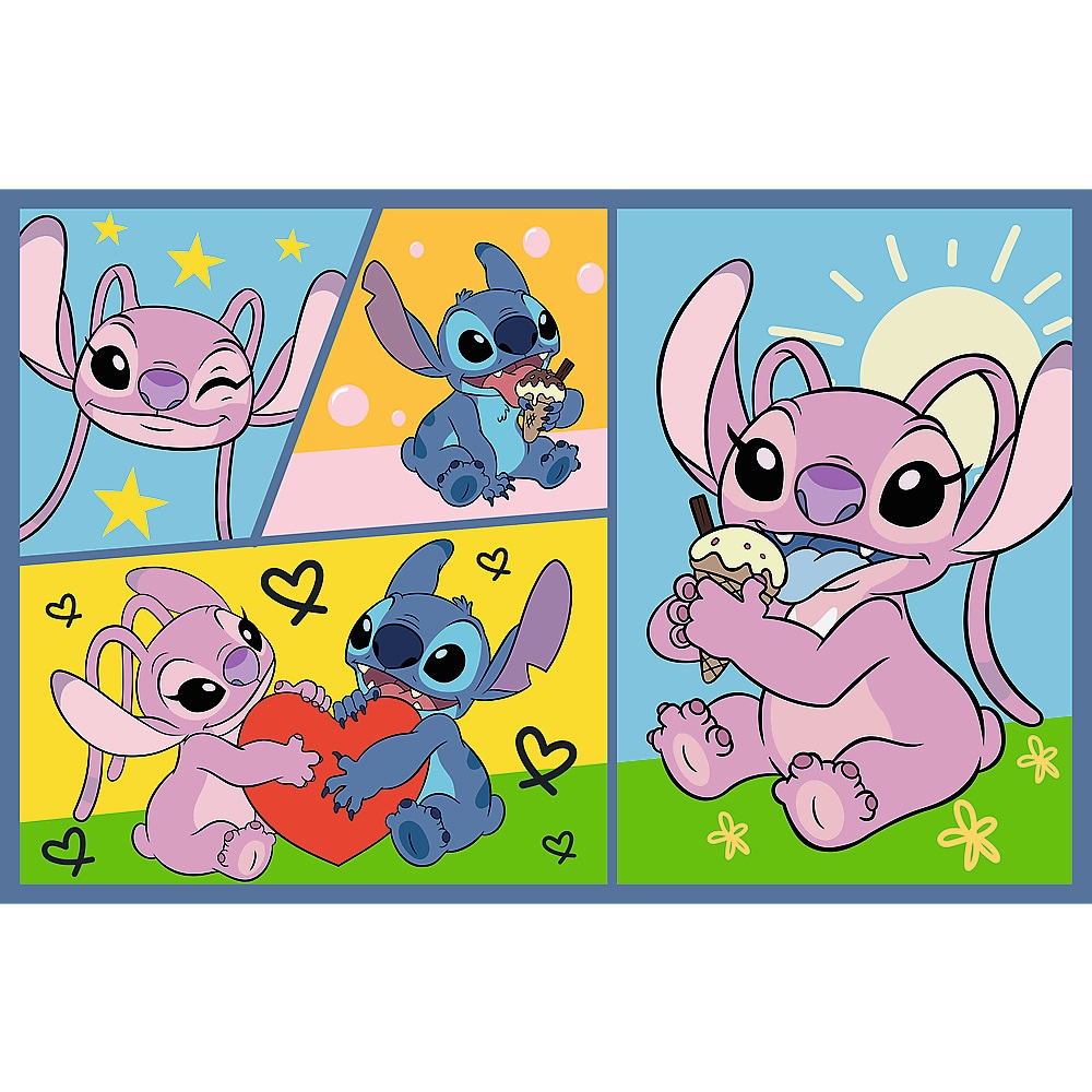 Trefl Puzzle 2x70 el Lilo i Stitch Ze Stitchem nie ma nudy 34444, zabawki Nino Bochnia, pomysł na prezent dla 5 latka, puzzle ze Stitchem