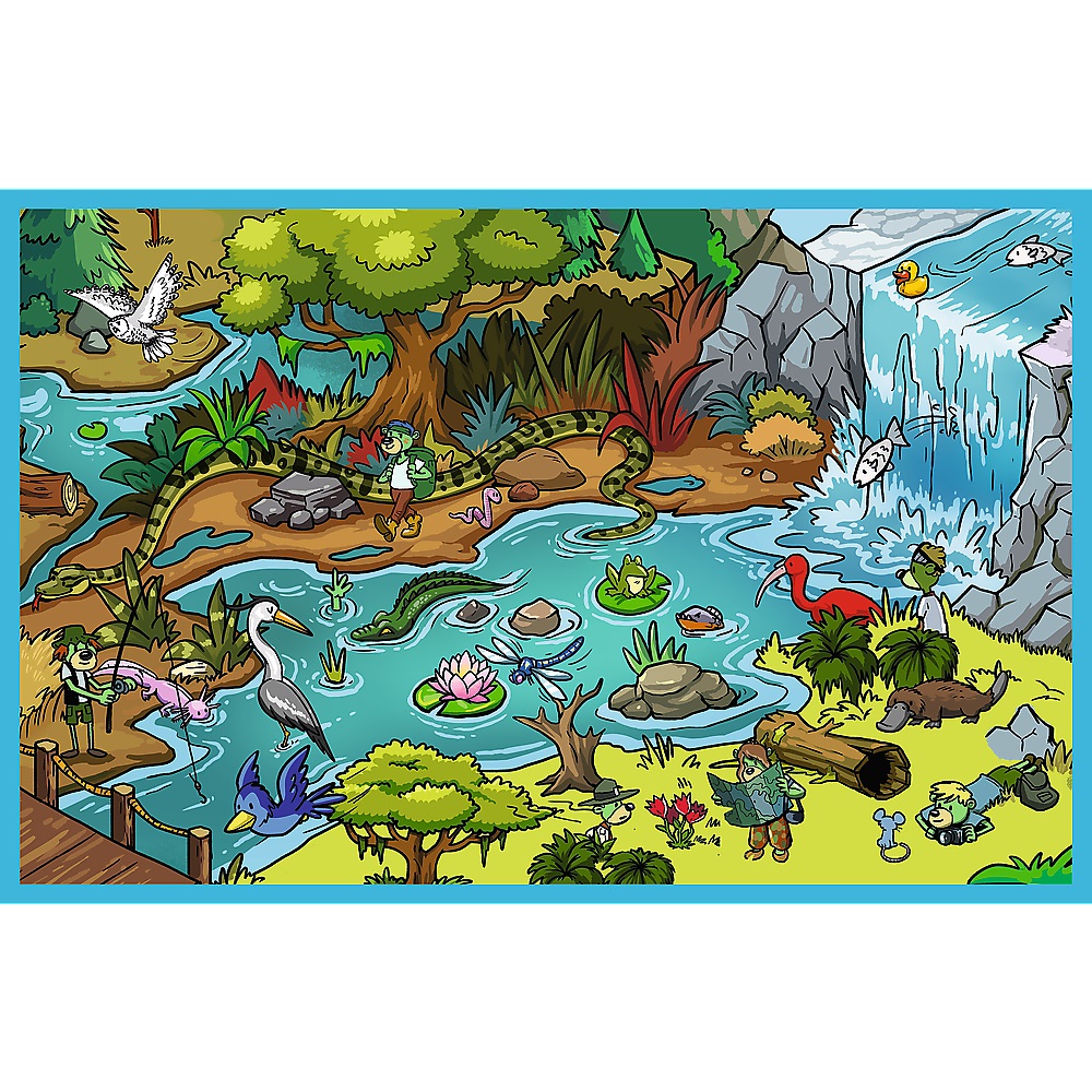 Trefl Puzzle 2x70 el Rodzina Treflików Trefliki w krainie zwierząt 34445, zabawki Nino Bochnia, pomysł na prezent dla 5 latka, puzzle rodzina Treflików