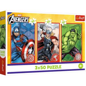 Trefl Puzzle 3x50 el Avengers Twój bohater 34891, zabawki Nino Bochnia, puzzle Avengers dla 4 latka