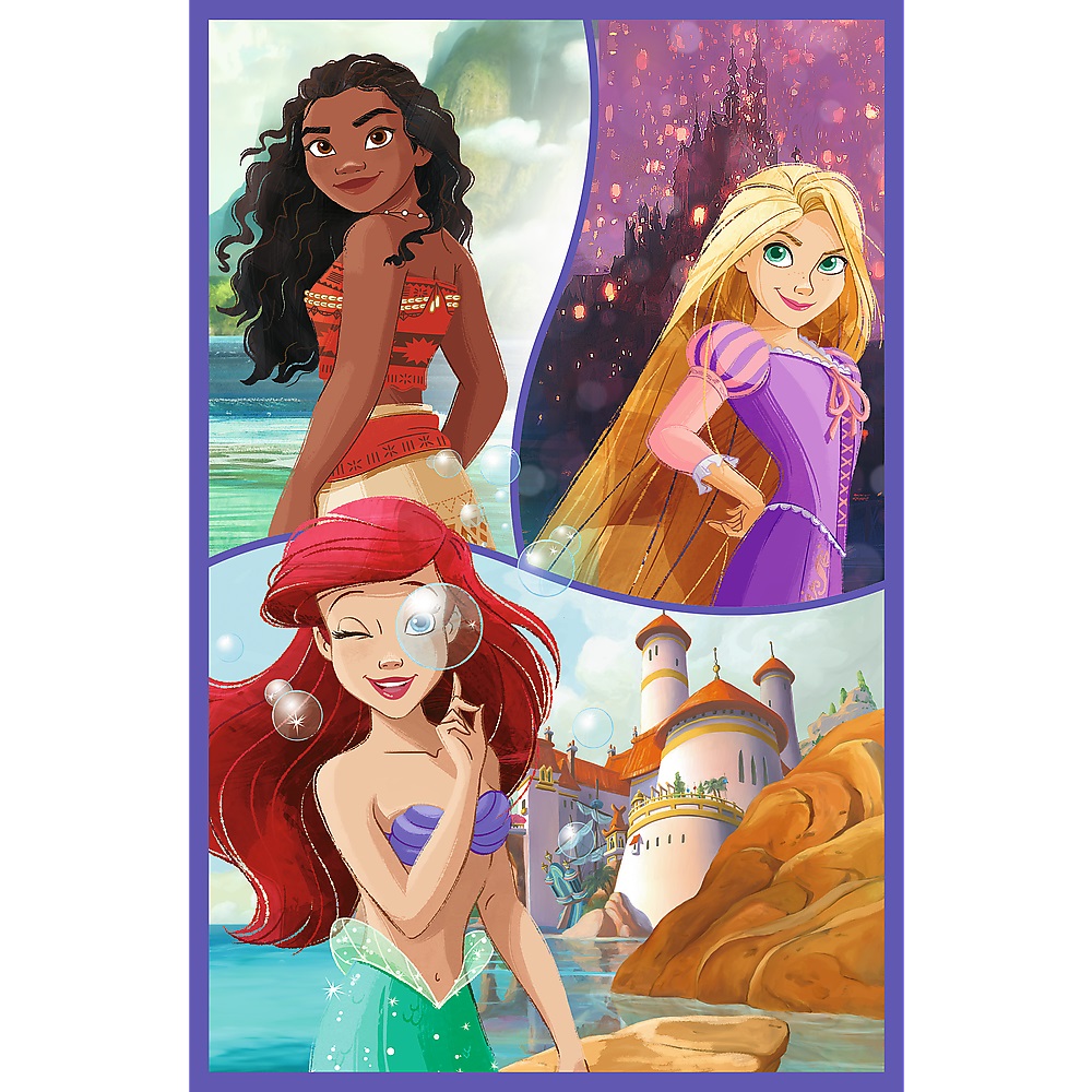 Trefl Puzzle 3x80 el Disney Princess Księżniczki przyjaciółki 34884, zabawki Nino Bochnia, pomysł na prezent dla 5 latki, puzzle Disney Księżniczki