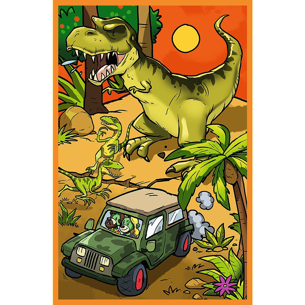 Trefl Puzzle 3x80 el Rodzina Treflików Trefliki w rodzinie dinozaurów 34888, zabawki Nino Bochnia, pomysł na prezent dla 5 latka, puzzle dinozaury