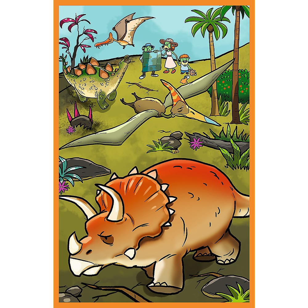 Trefl Puzzle 3x80 el Rodzina Treflików Trefliki w rodzinie dinozaurów 34888, zabawki Nino Bochnia, pomysł na prezent dla 5 latka, puzzle dinozaury