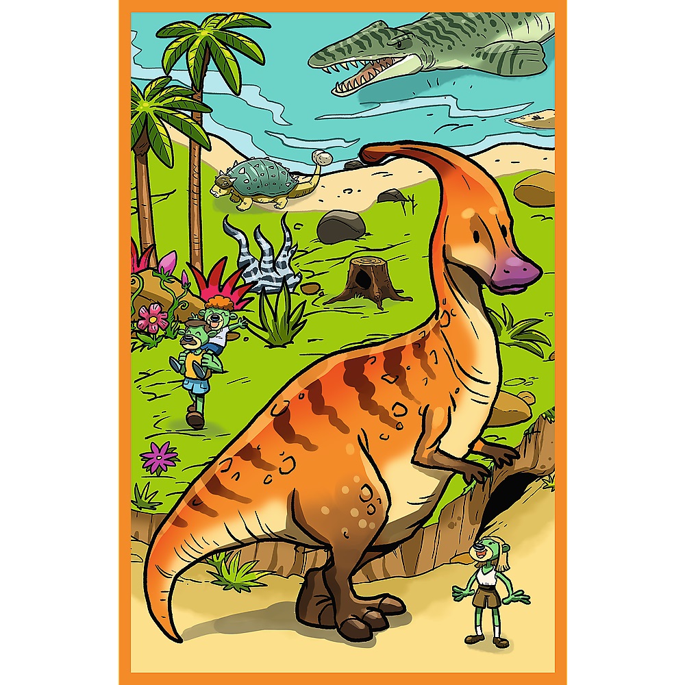 Trefl Puzzle 3x80 el Rodzina Treflików Trefliki w rodzinie dinozaurów 34888, zabawki Nino Bochnia, pomysł na prezent dla 5 latka, puzzle dinozaury