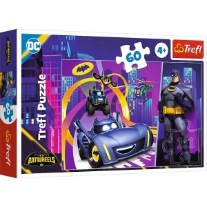 Trefl Puzzle 60 el Batman i jego pojazdy 17400, zabawki Nino Bochnia, pomysł na prezent dla 4 latka, puzzle Batman dla chłopca 4 letniego