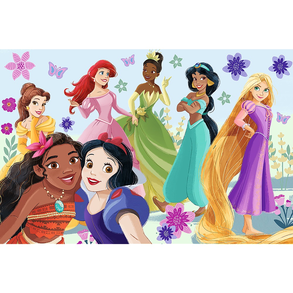 Trefl Puzzle 60 el Disney Princess Księżniczki w akcji 17409, zabawki Nino Bochnia, pomysł na prezent dla 4 latki, puzzle z księżniczkami