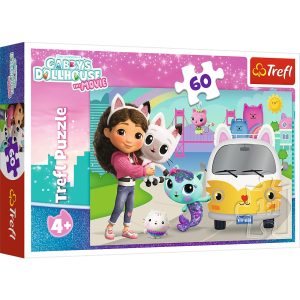 Trefl Puzzle 60 el Koci Domek Gabi Gabby i kocie przygody 17415, zabawki nino bochnia, pomysł na prezent dla 4 latki, puzzle Koci domek Gabi dla 4 latki