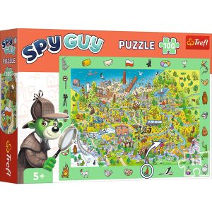 Trefl Puzzle obserwacyjne Spy Guy 100 el Rodzina Treflików Polska 15596, zabawki Nino Bochnia, pomysł na prezent dla 5 latka, puzzle obserwacyjne