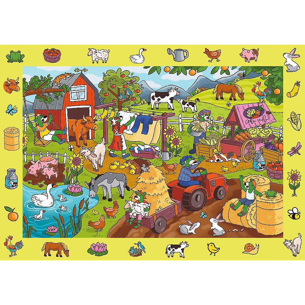 Trefl Puzzle obserwacyjne Spy Guy 24 el Rodzina Treflików Farma 15589, zabawki Nino Bochnia, pomysł na prezent dla 3 latka, puzzle edukacyjne dla malucha