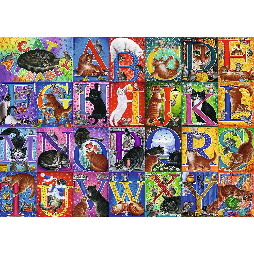 Trefl puzzle 500 el Koci alfabet 37527, zabawki Nino Bochnia, pomysł na prezent dla 8 latki, puzzle z kotami, zabawki bochnia