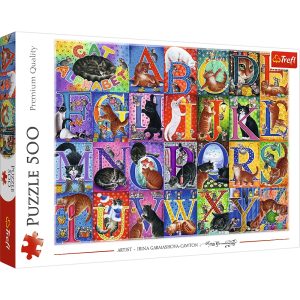 Trefl puzzle 500 el Koci alfabet 37527, zabawki Nino Bochnia, pomysł na prezent dla 8 latki, puzzle z kotami, zabawki bochnia
