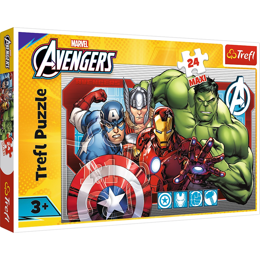 Trefl puzzle maxi 24 el Avengers Zawsze sprawiedliwi 14378, zabawki Nino Bochnia, pomysł na prezent dla 3 latka, puzzle maxi elementy