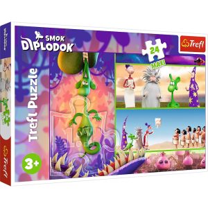Trefl puzzle maxi 24 el Ciekawski Smok Diplodok 14376, zabawki Nino Bochnia, pomysł na prezent dla 3 latka, maxi puzzle ze smokiem