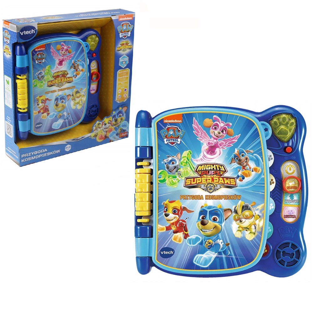 Vtech Interaktywna Książeczka Psi Patrol Przygoda Kosmopiesków 61589, zabawki Nino Bochnia, pomysł na prezent dla 3 latka, edukacyjna książeczka z dźwiękami z Psiego Patrolu