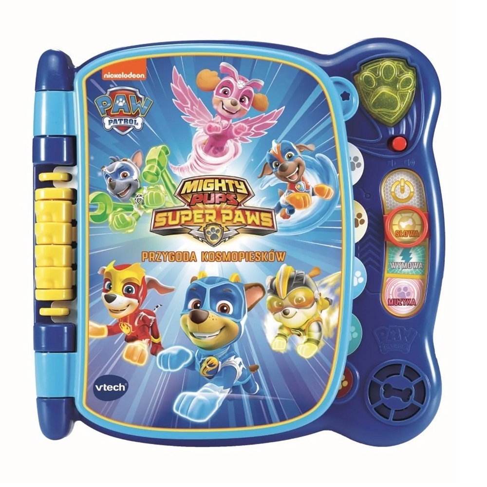 Vtech Interaktywna Książeczka Psi Patrol Przygoda Kosmopiesków 61589, zabawki Nino Bochnia, pomysł na prezent dla 3 latka, edukacyjna książeczka z dźwiękami z Psiego Patrolu