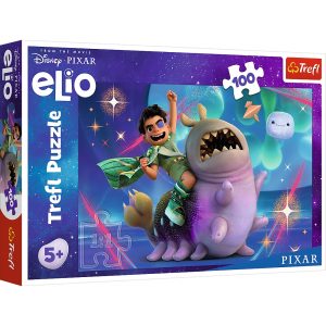 trefl puzzle 100 el Elio i kosmiczna przygoda 16497, zabawki Nino Bochnia, pomysł na prezent dla 5 latka, puzzle dla chłopca