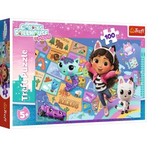 trefl puzzle 100 el Koci Domek Gabi Przyjaźń w Kocim Domku 16515, zabawki Nino Bochnia, pomysł na prezent dla 5 latki, puzzle z Gabi