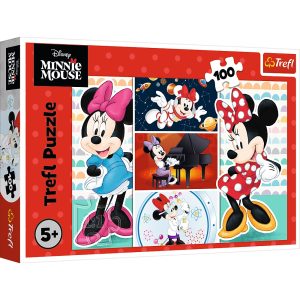 trefl puzzle 100 el Myszka Minnie Zabawna Minnie 16517, zabawki Nino Bochnia, pomysł na prezent dla dziewczynki na 5 lat, puzzle z Myszką Minnie