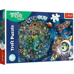 trefl puzzle 100 el Rodzina Treflików Trefliki w kosmosie 16496, zabawki Nino Bochnia, pomysł na prezent dla 5 latka, puzzle kosmos